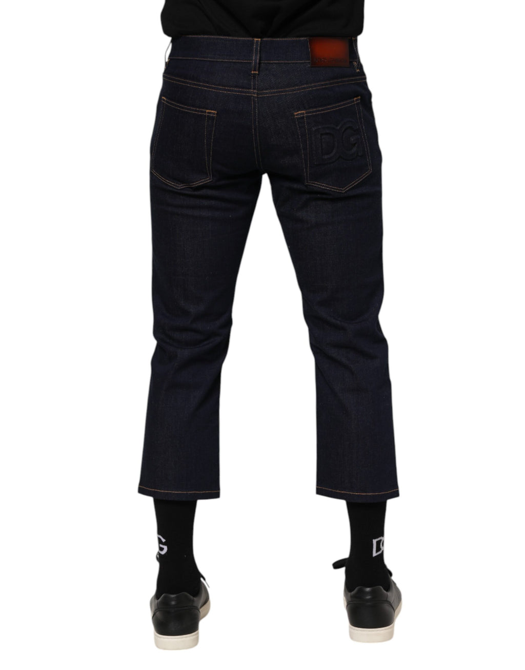 Dark Blue Cotton Logo Slim Fit Men Denim Jeans