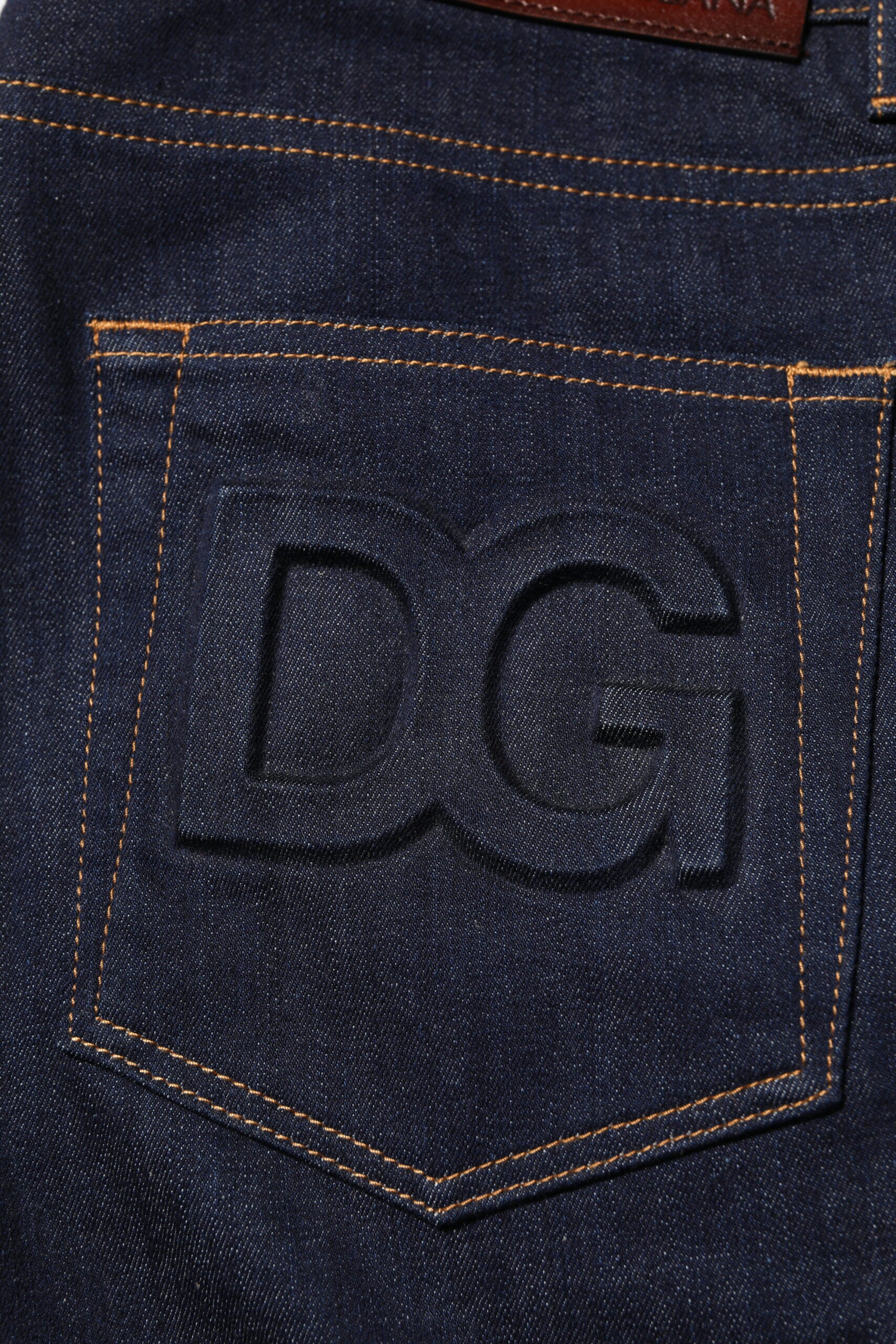 Dark Blue Cotton Logo Slim Fit Men Denim Jeans