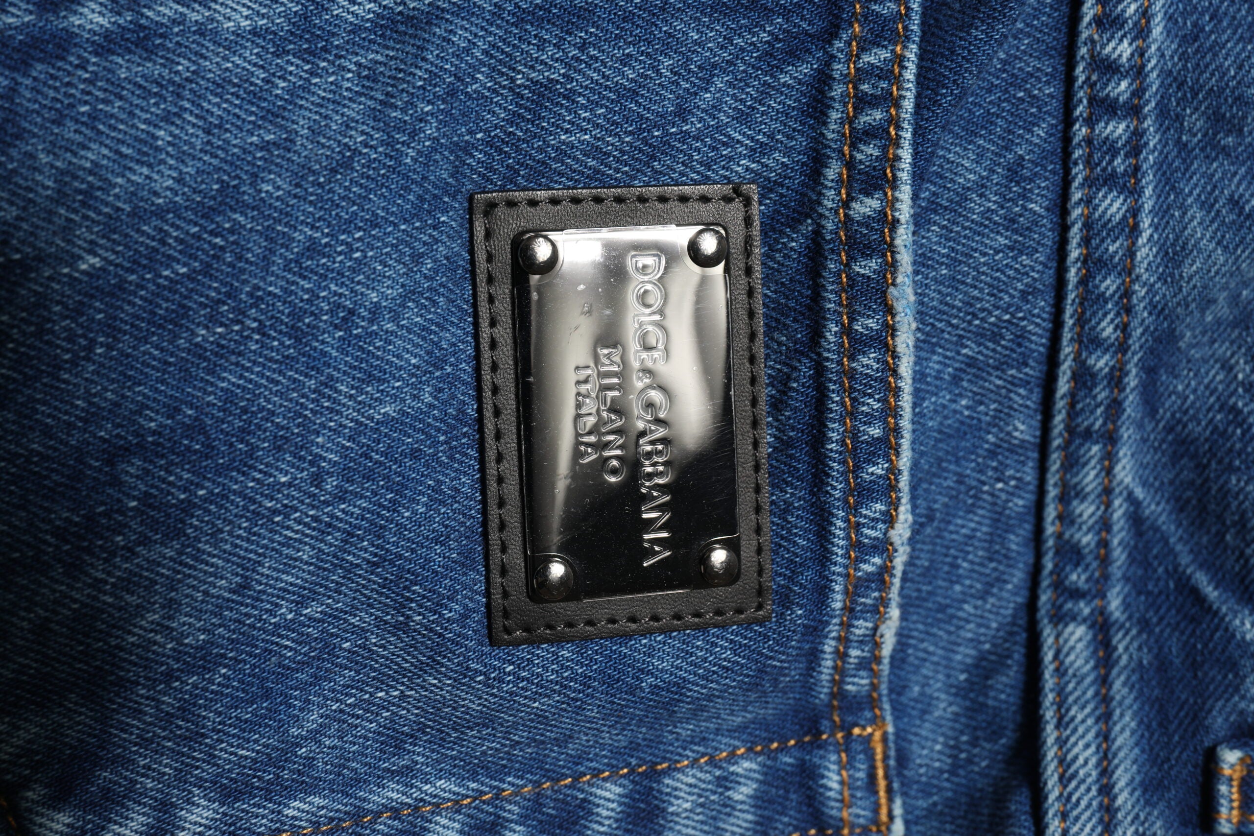 Blue Cotton Logo Plaque Denim Jeans