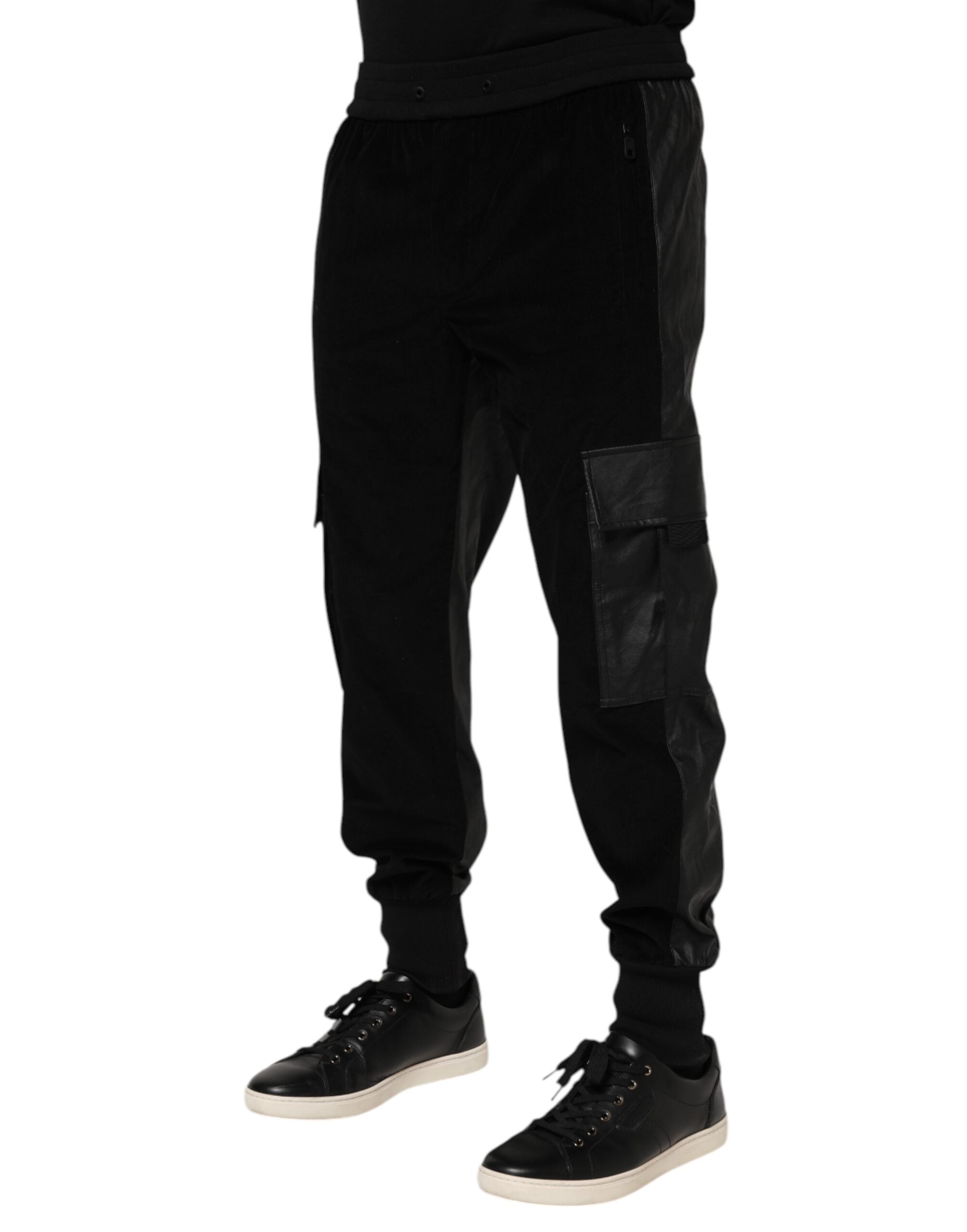 Black Cotton Cargo Men Jogger Pants