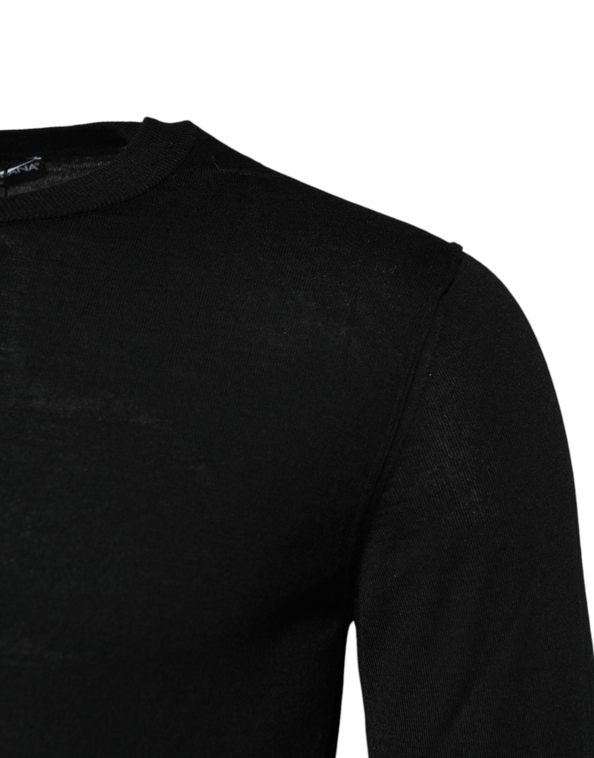 Black Cashmere Crew Neck Long Sleeves T-shirt
