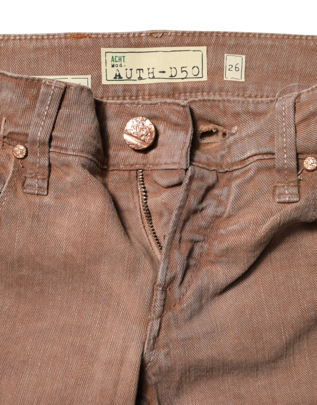 Brown Cotton Slim Fit Denim Low Waist Jeans
