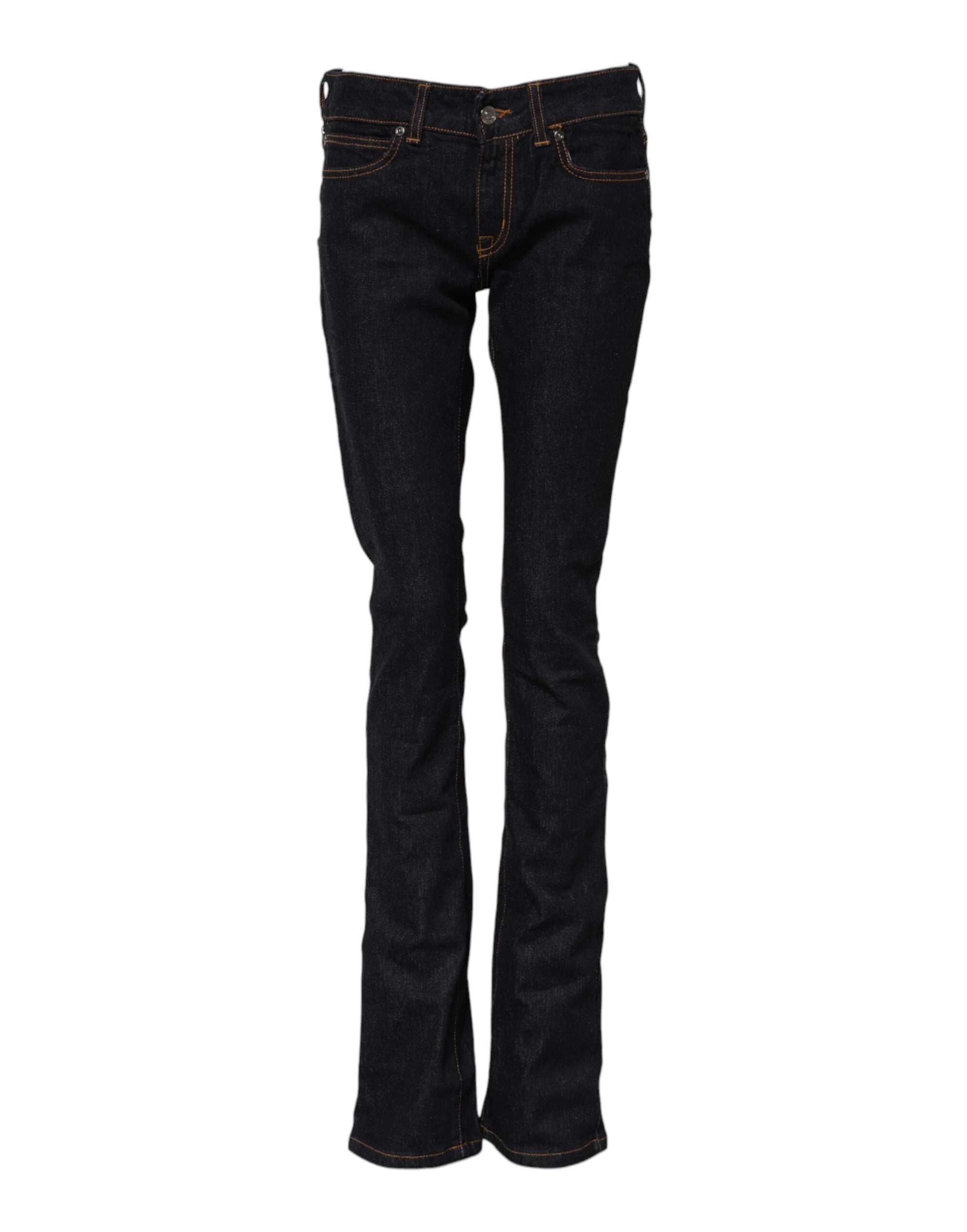 Dark Blue Cotton Mid Waisted Skinny Denim Jeans