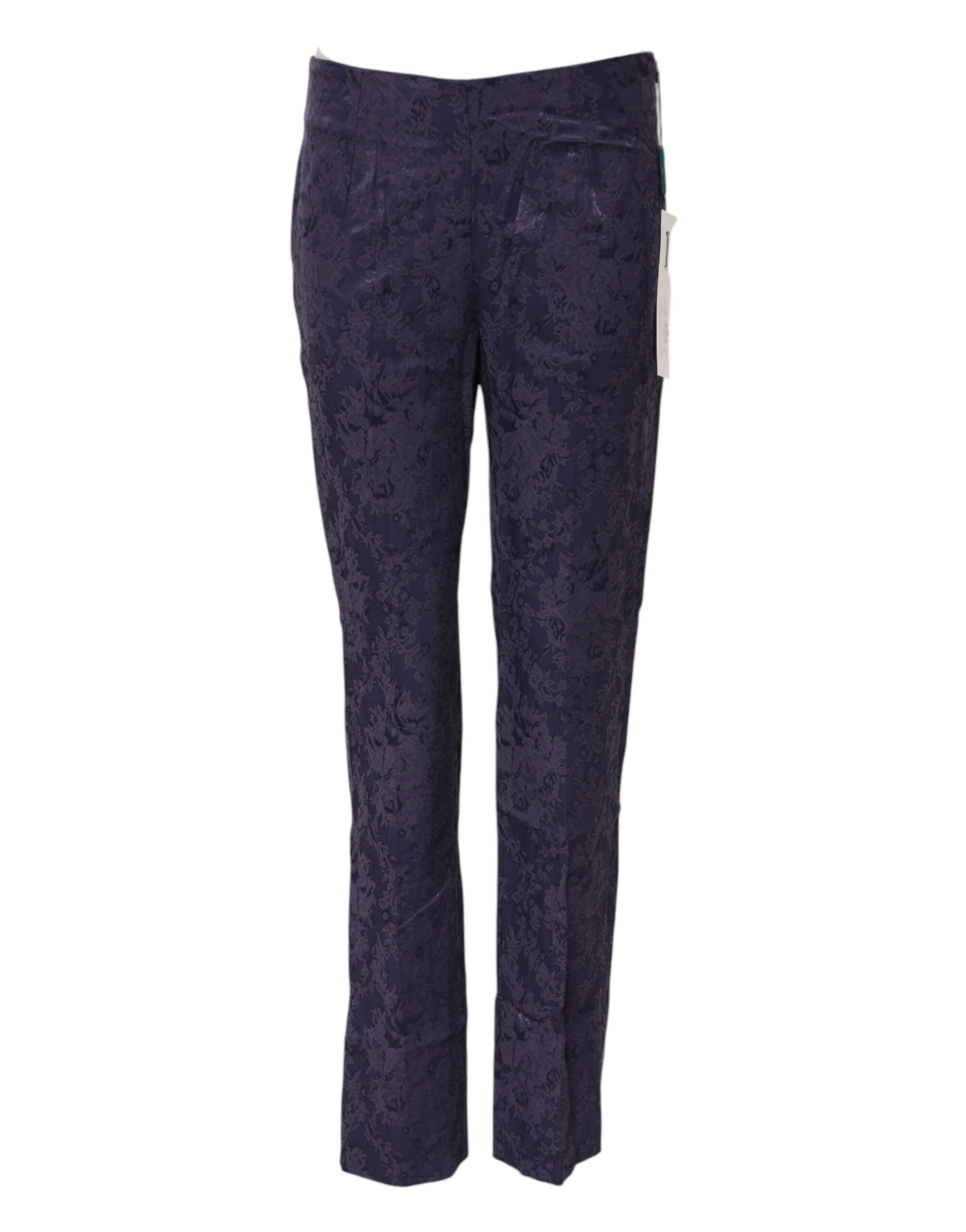 Purple Jacquard High Waisted Pants