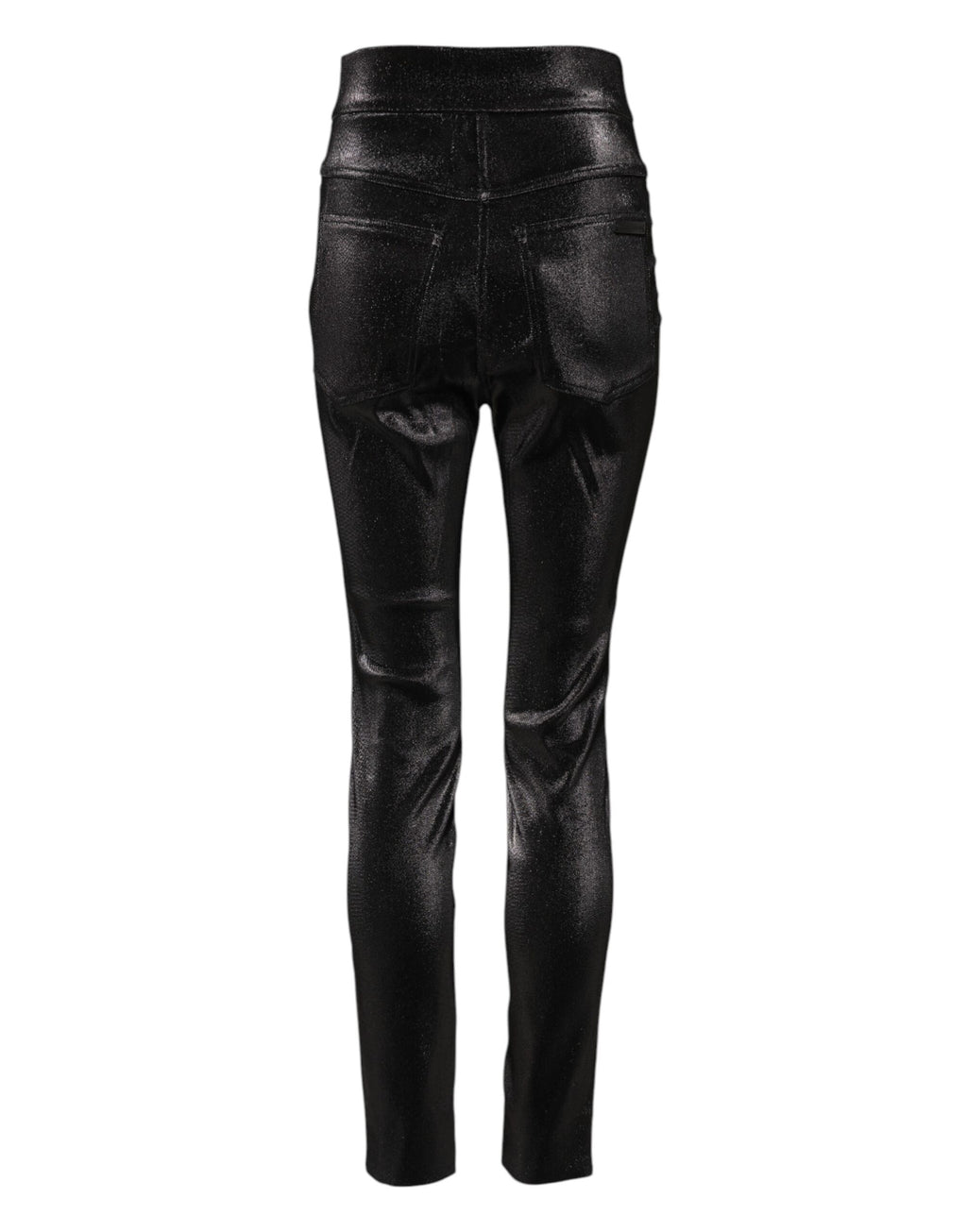 Black Cotton Stretch Silver Lurex Thread Pants