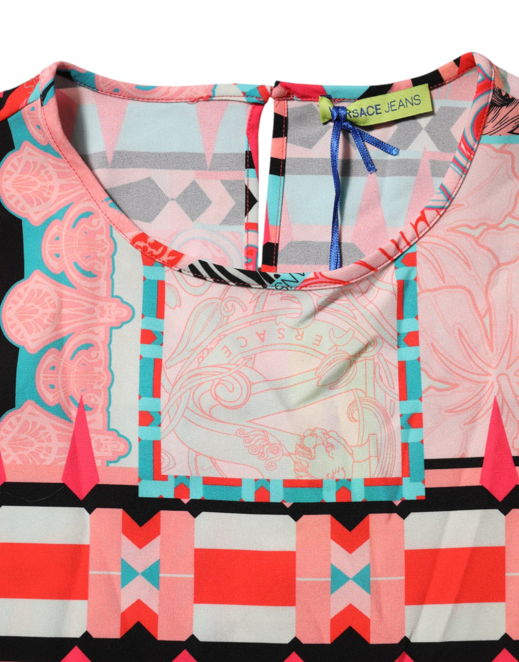 Multicolor Print Short Sleeves Women Blouse Top