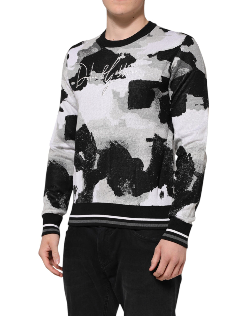 Multicolor Silk Camouflage Pullover Sweater