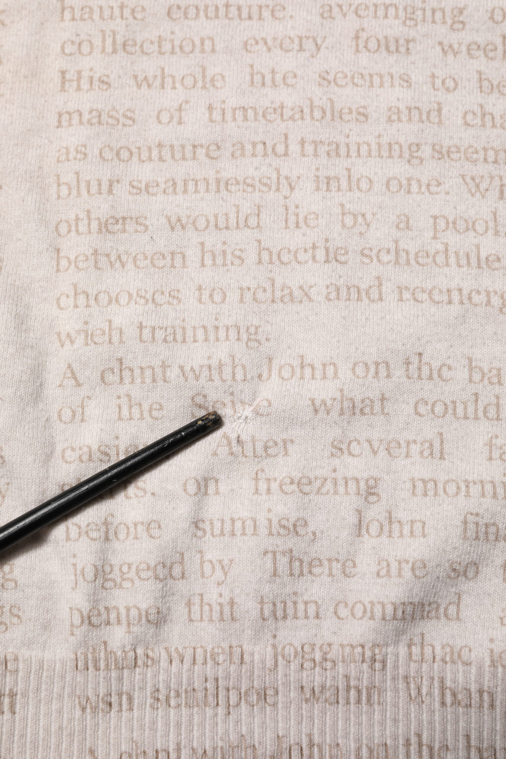 Beige Printed Logo Roundneck Long Sleeves Men Sweater