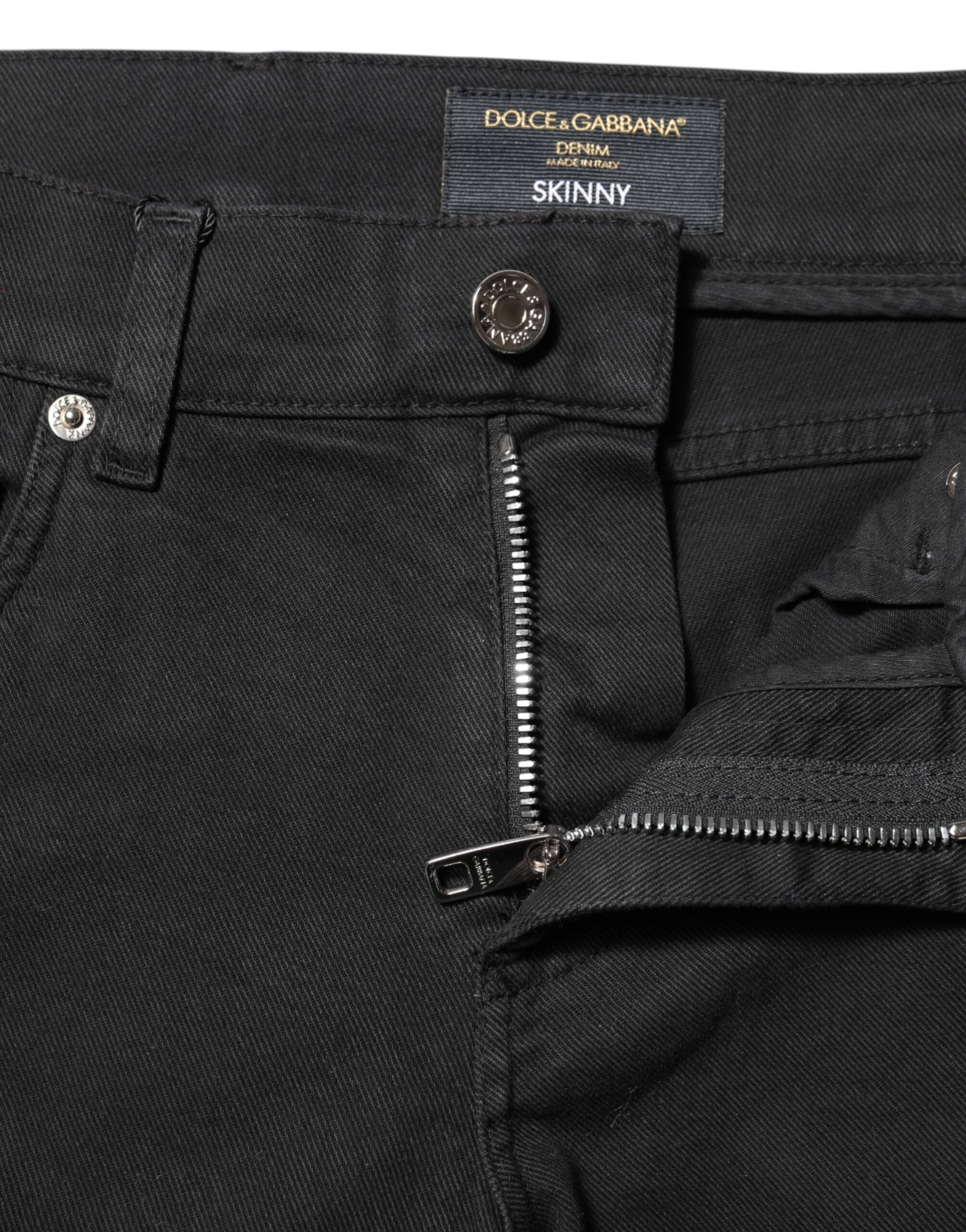 Black Tattered White Lining Skinny Denim Jeans