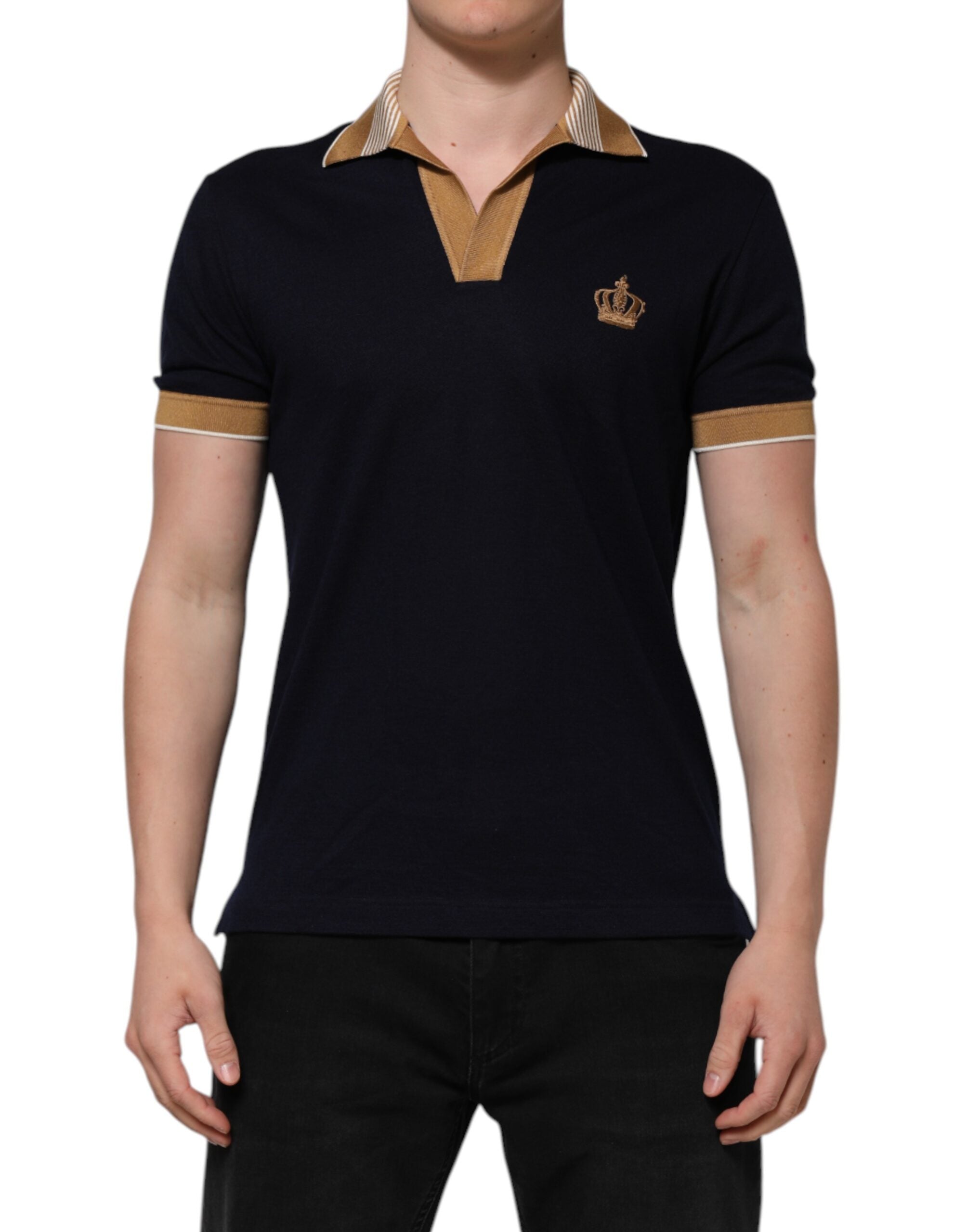 Black Cashmere Crown Logo Men Polo T-shirt