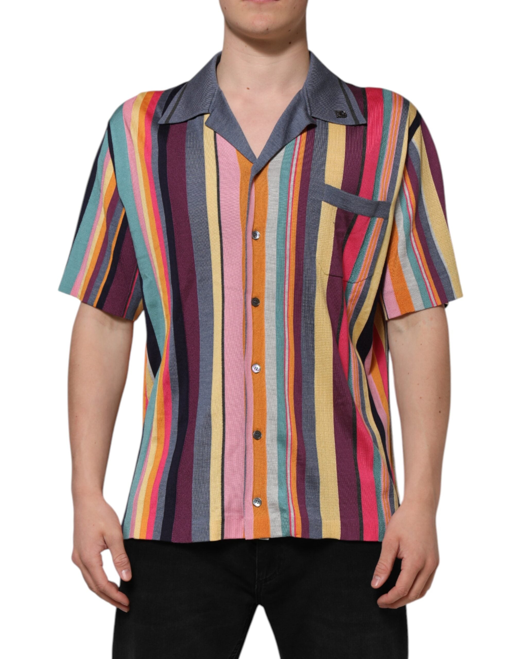 Multicolor Stripes Collared Men Polo T-shirt