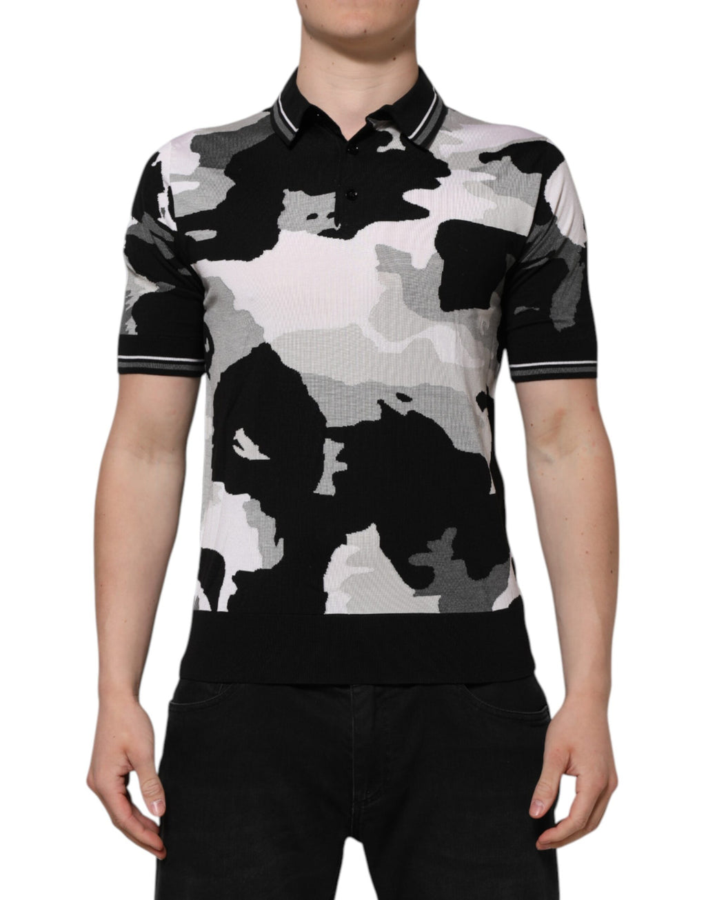 Multicolor Camouflage Collared Polo T-shirt