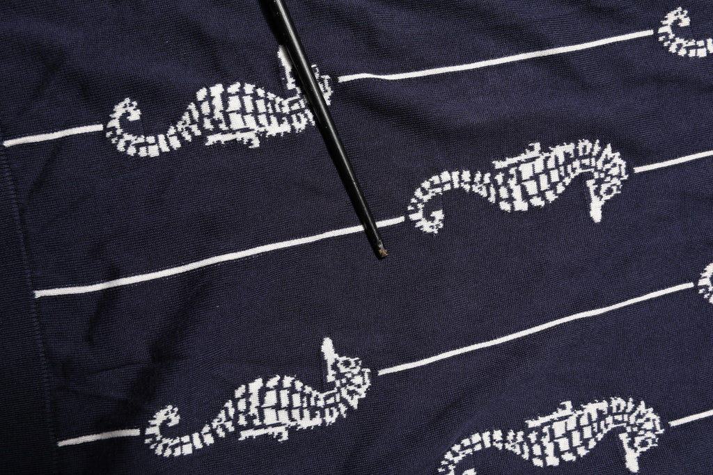 Dark Blue Sea Horse Collared Polo T-shirt