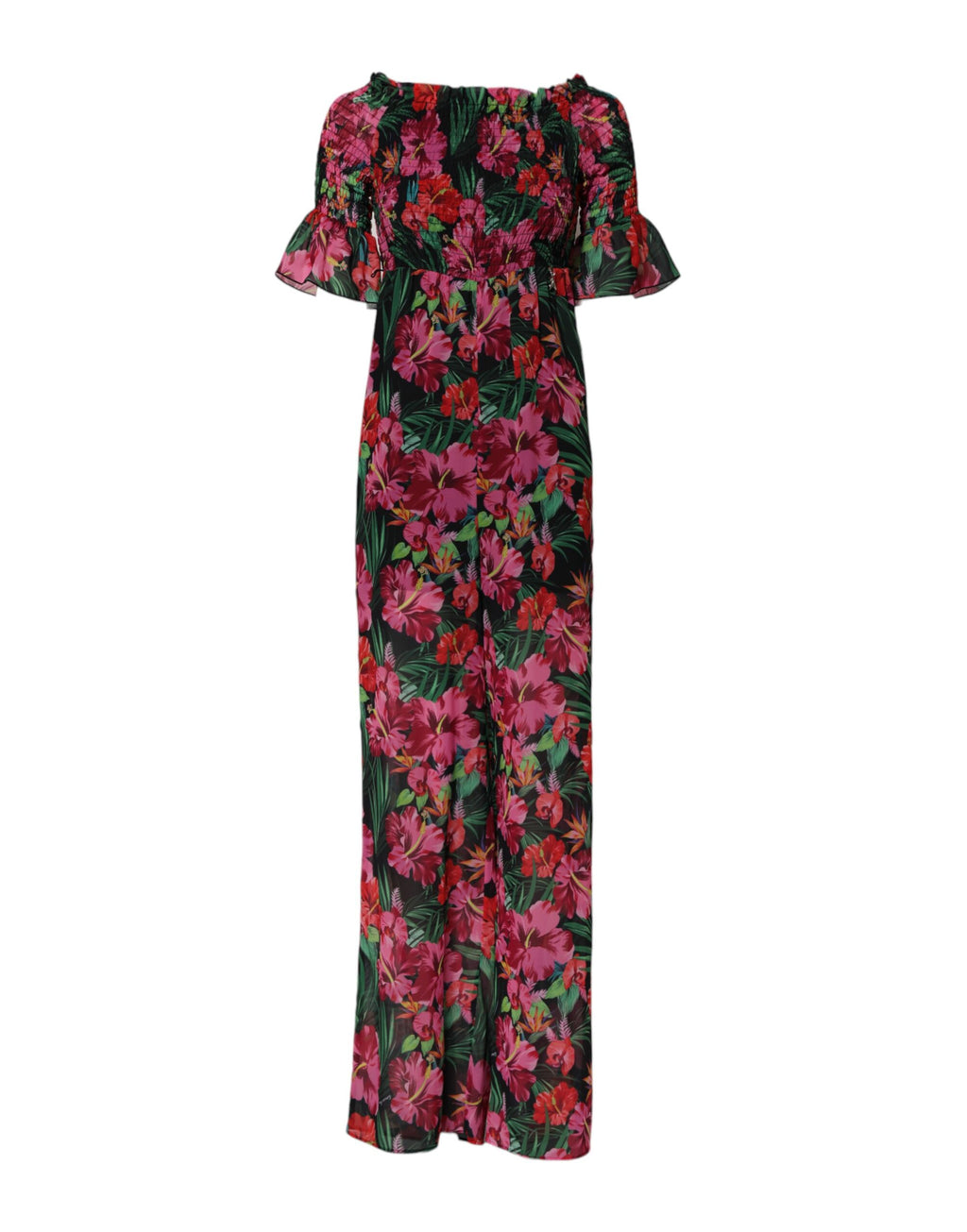 Multicolor Floral Print Overall Jumpsuit Dress