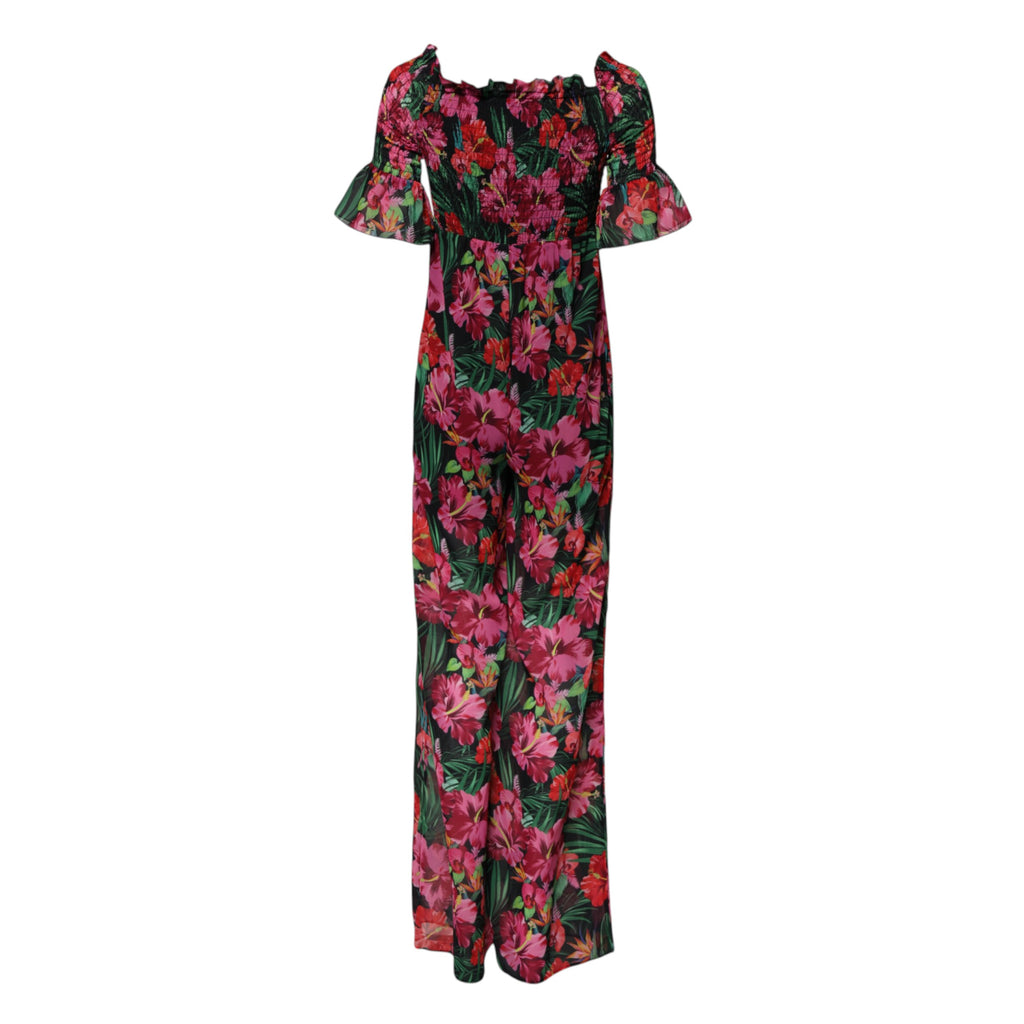 Multicolor Floral Print Overall Jumpsuit Dress
