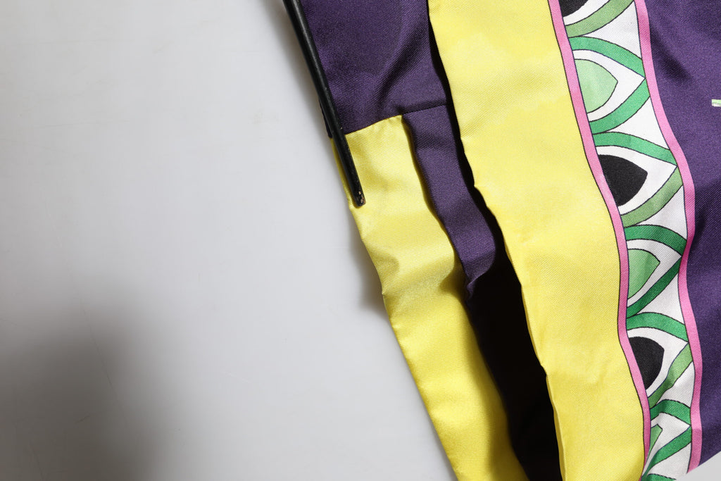 Blue Floral Print Silk Long Sleeves Wrap Robe