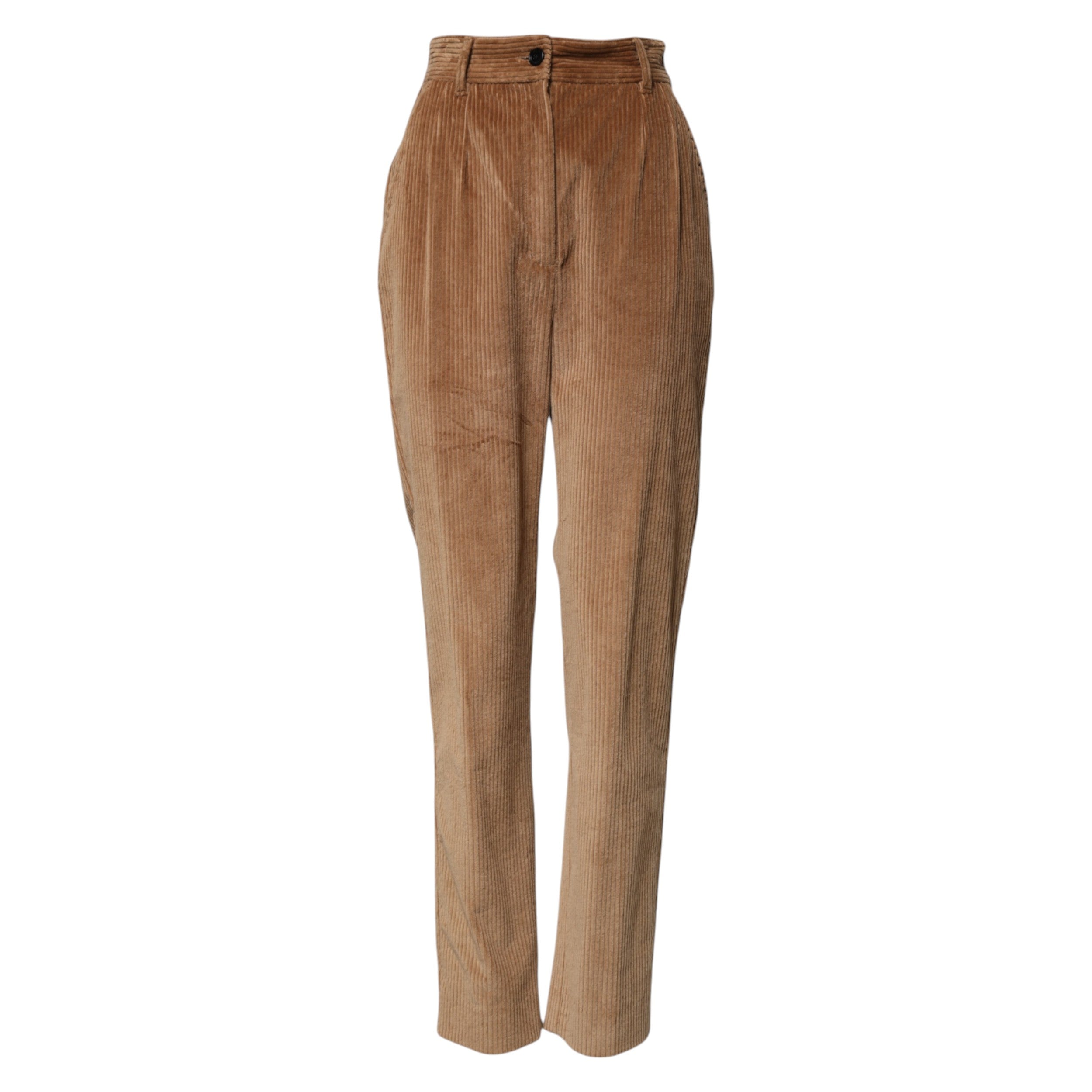Brown Cotton Corduroy Tapered Pants
