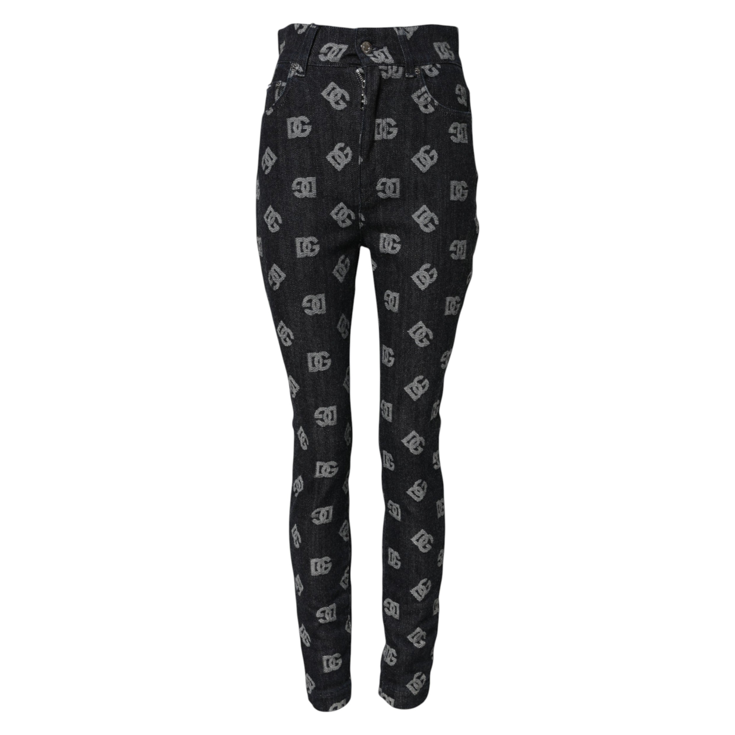 Black DG Logo High Waist Skinny Denim Jeans