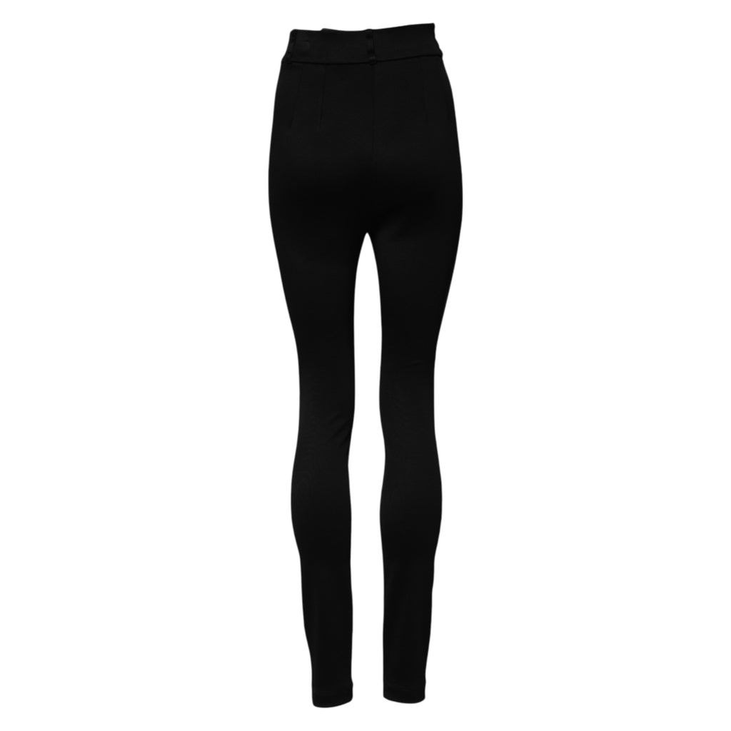 Black Nylon High Waist Skinny Leggings Pants