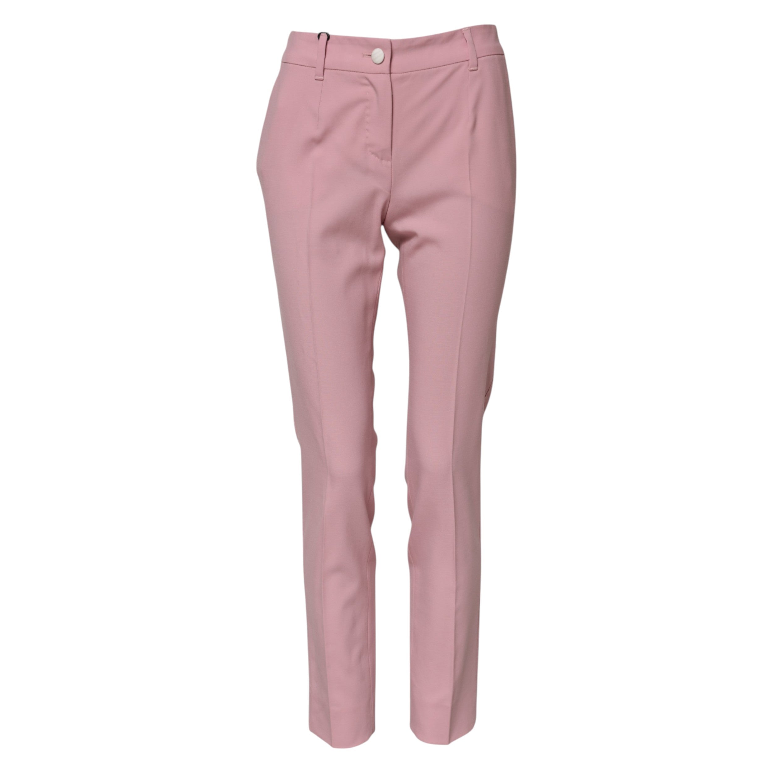 Pink Wool High Waist Tapered Pants