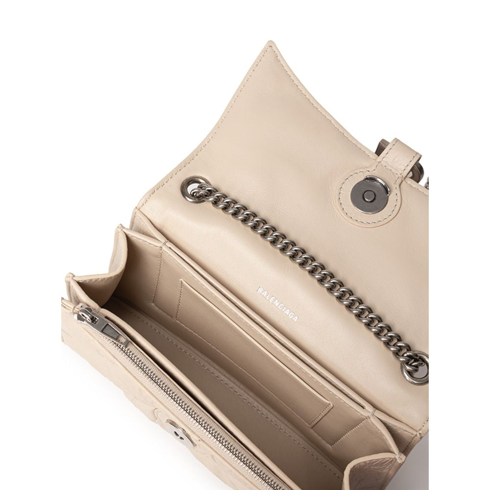 Beige Leather Shoulder Bag