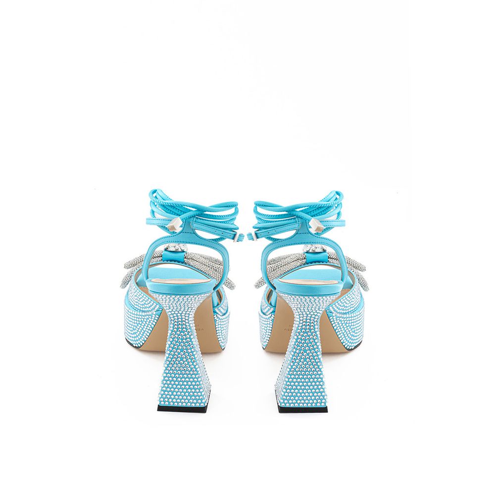 Blue Leather Platform Sandals