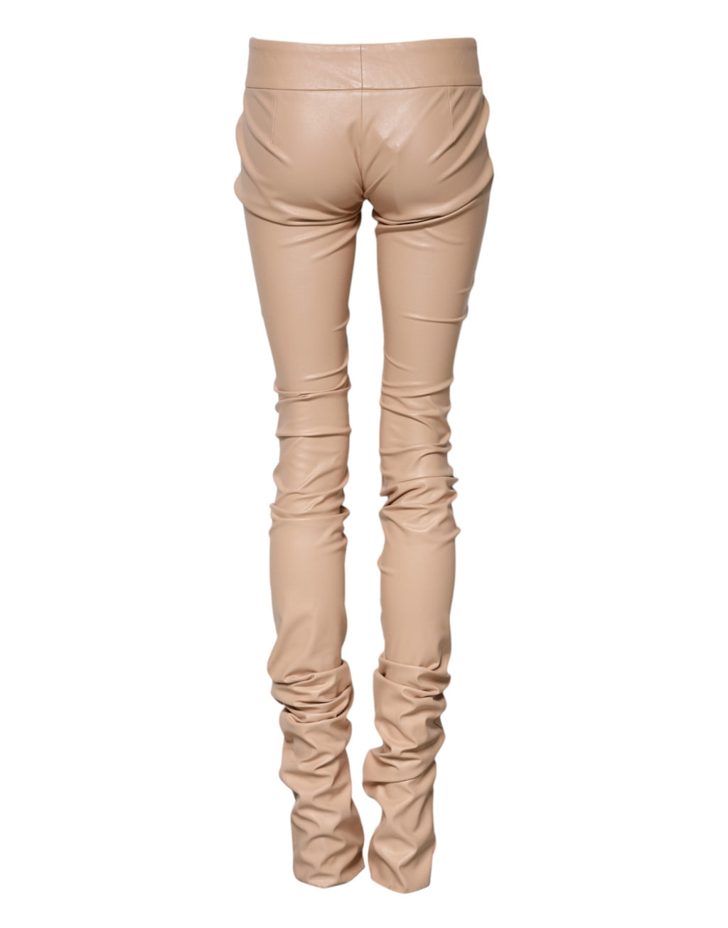 Beige Lace Details Mid Waist Skinny Pants