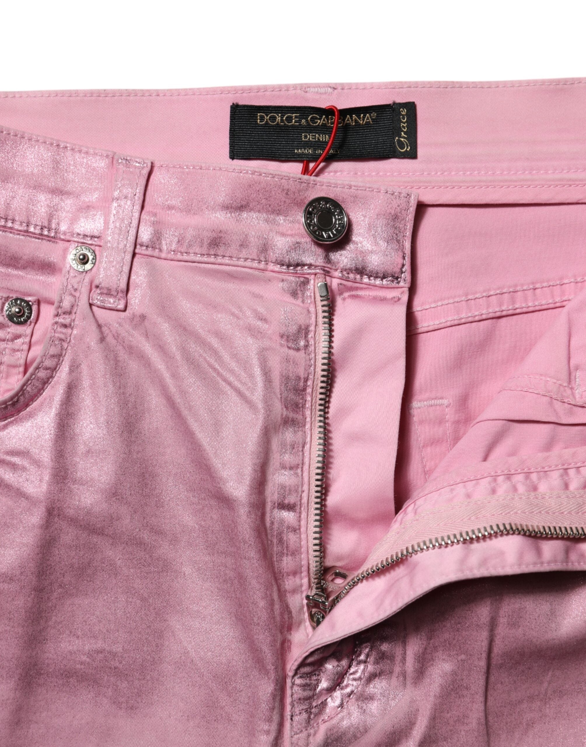 Pink GRACE High Waisted Skinny Denim Jeans