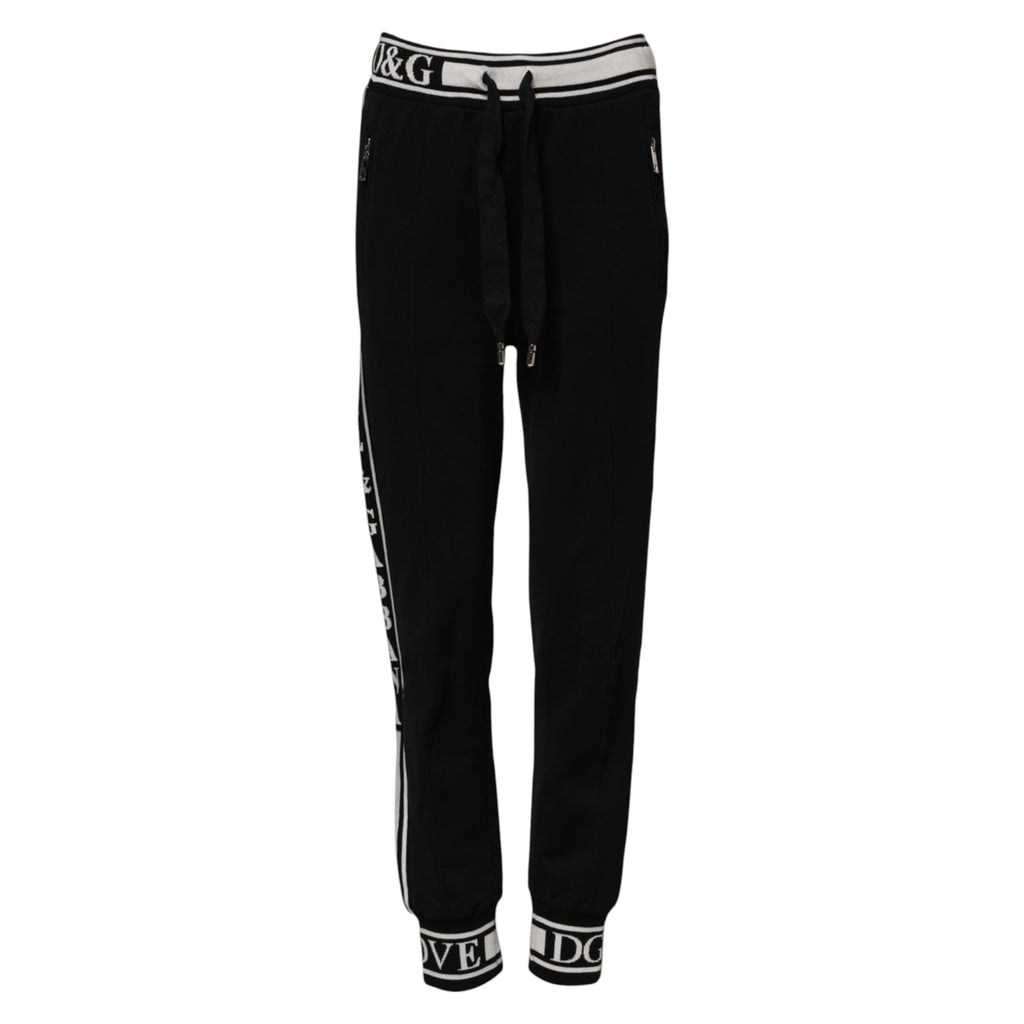 Black Cotton Jogger Logo Waist Pants