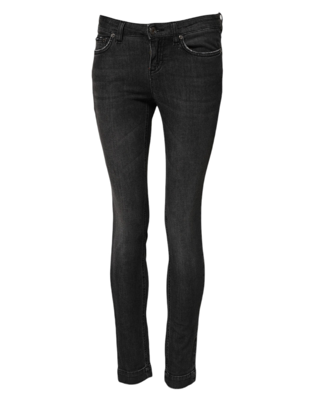 Black Cotton Low Waist Skinny Denim Jeans