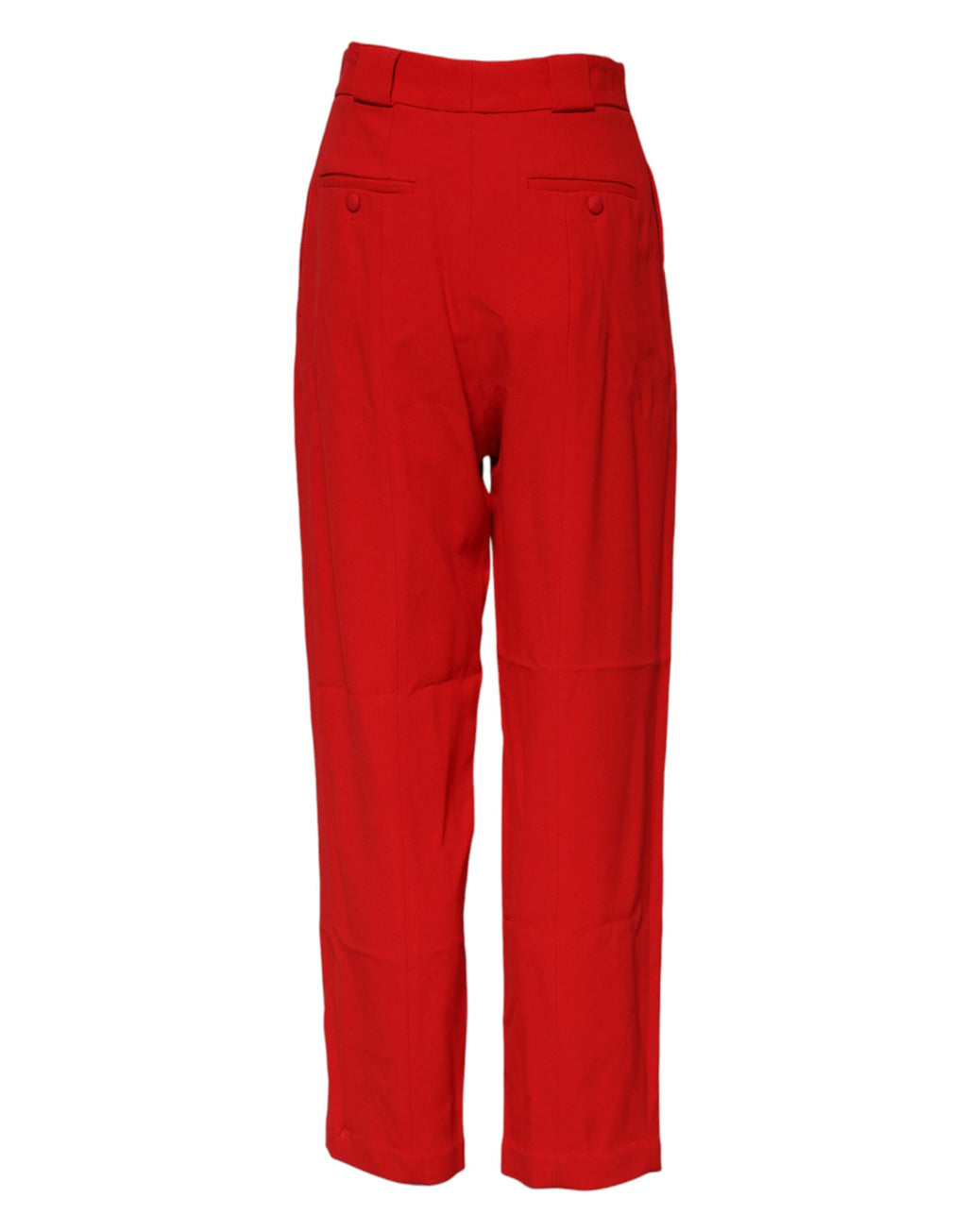 Red Viscose High Waist Tapered Pants