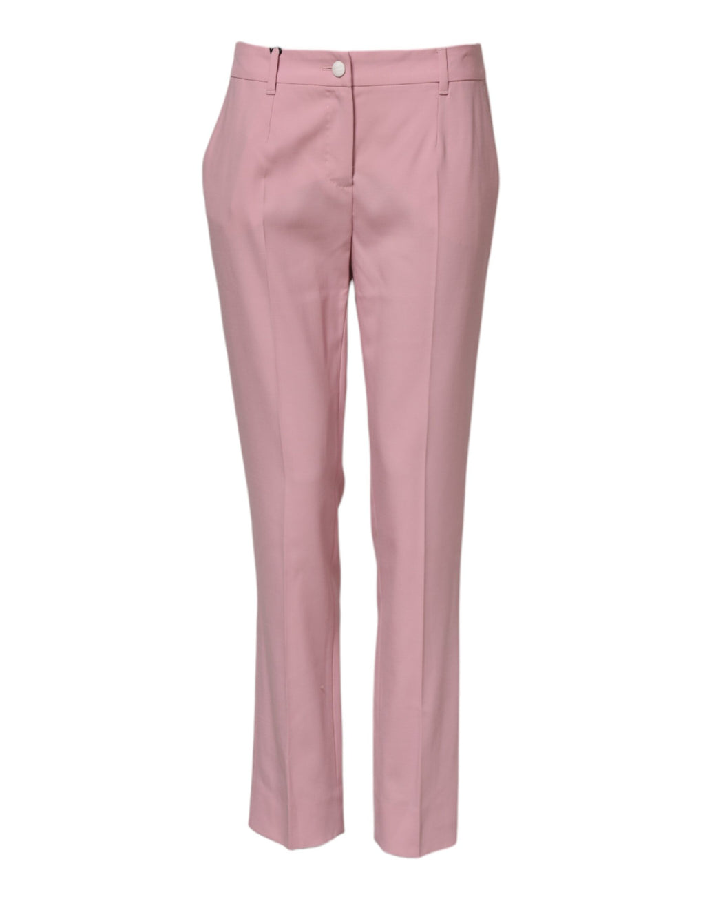 Pink Wool Mid Waist Tapered Pants