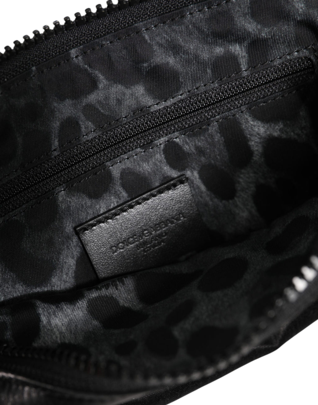 Black Nylon Logo Plaque Keyring Pouch Clutch Bag