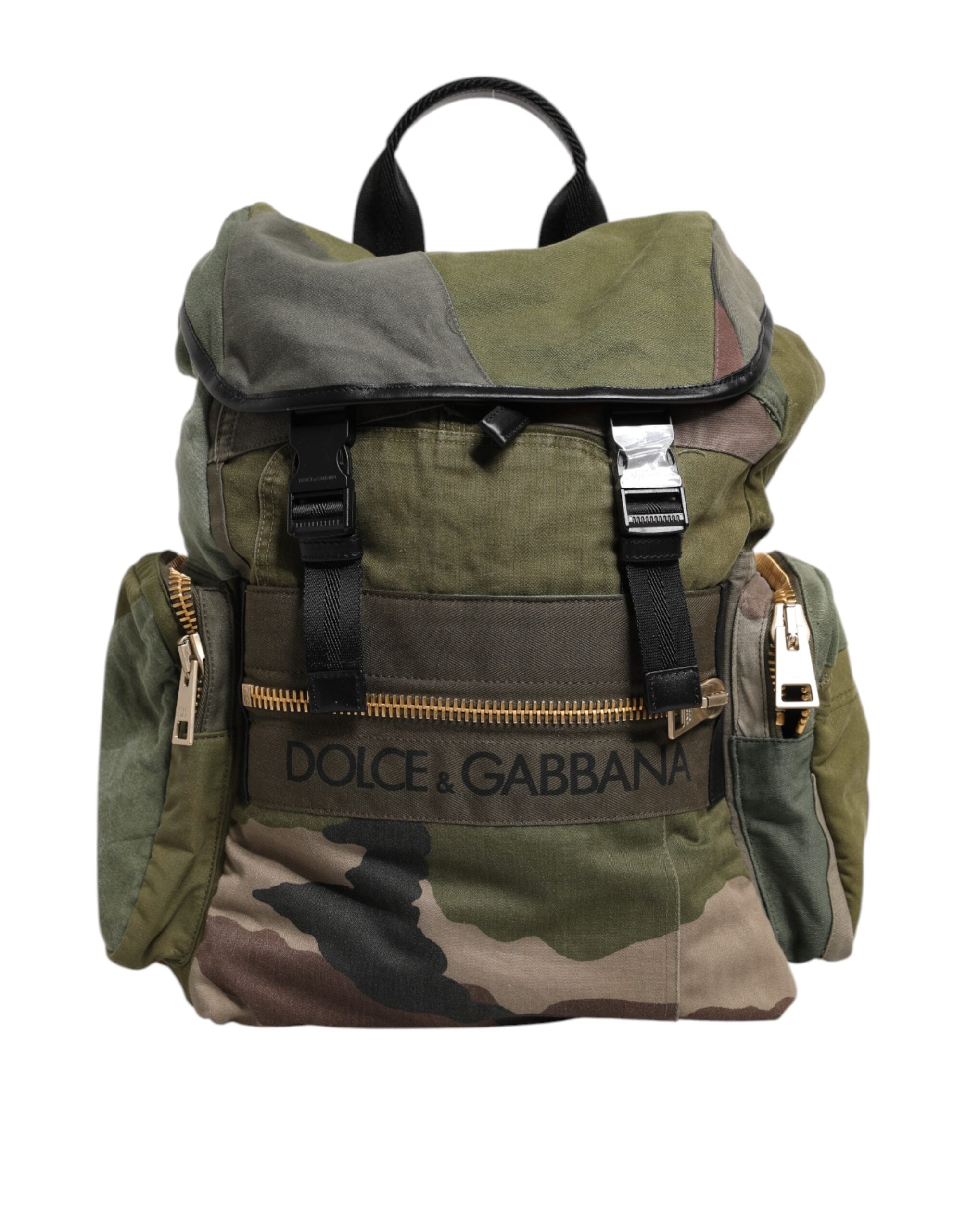 Military Green Patchwork Rucksack Backpack Bag