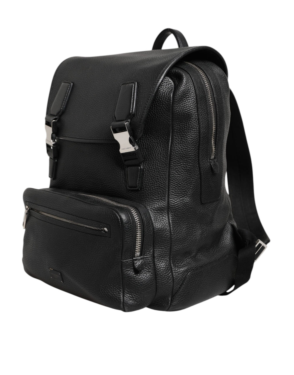 Black Palermo Backpack Hammered Calfskin Leather Bag
