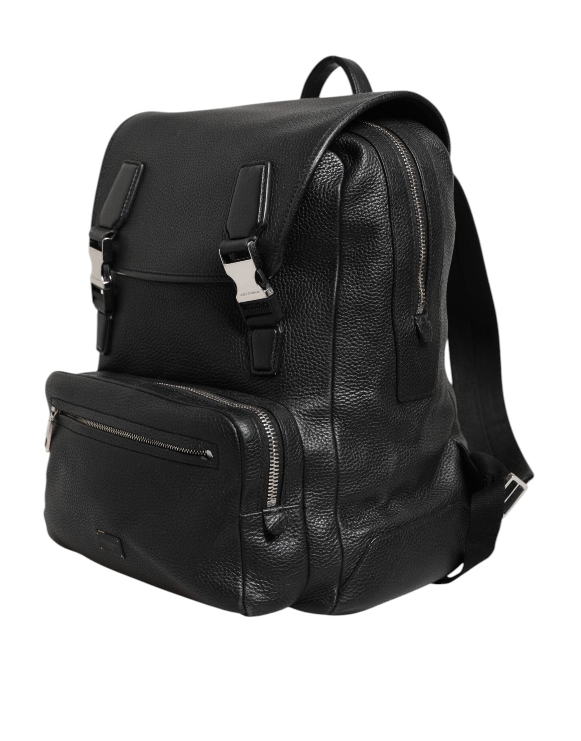 Black Palermo Backpack Hammered Calfskin Leather Bag