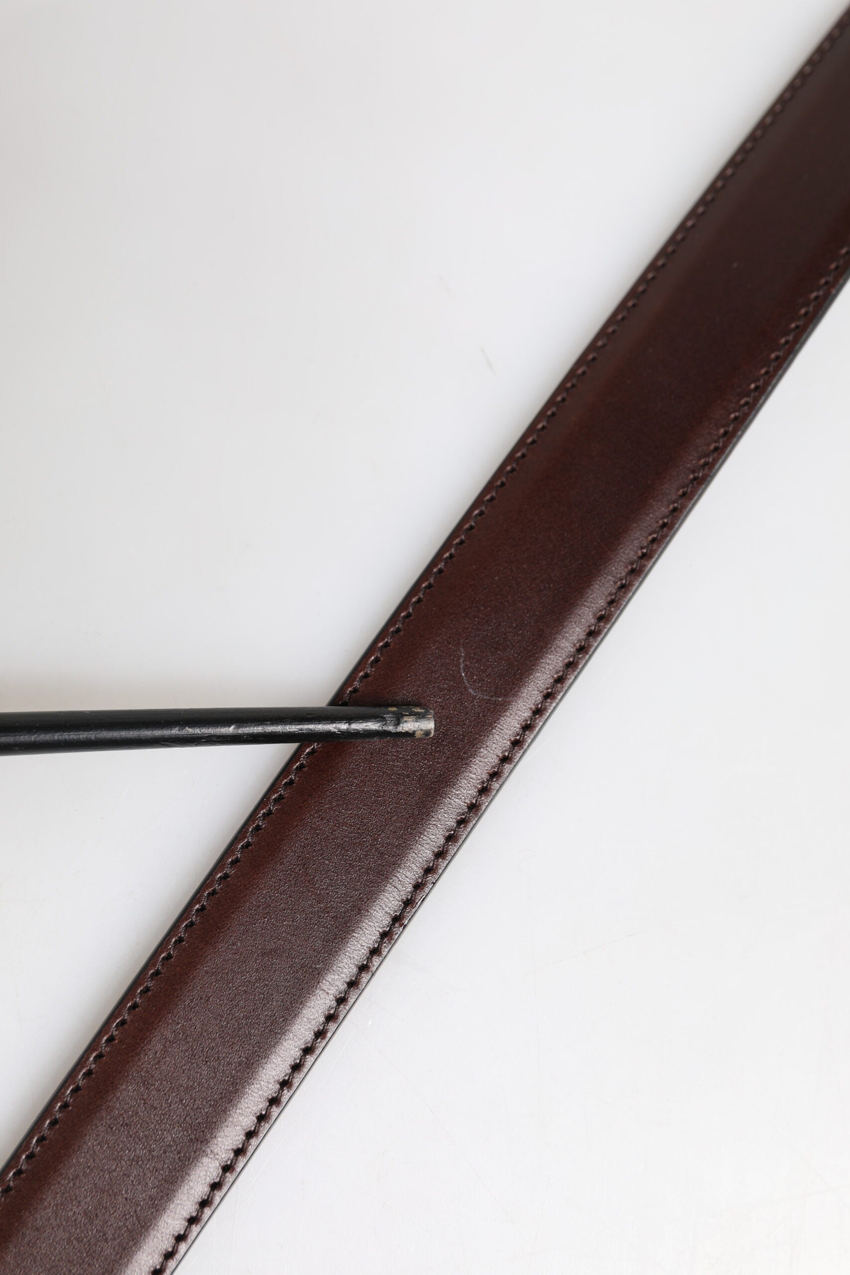 Brown Classic Silver Metal Logo Buckle Belt