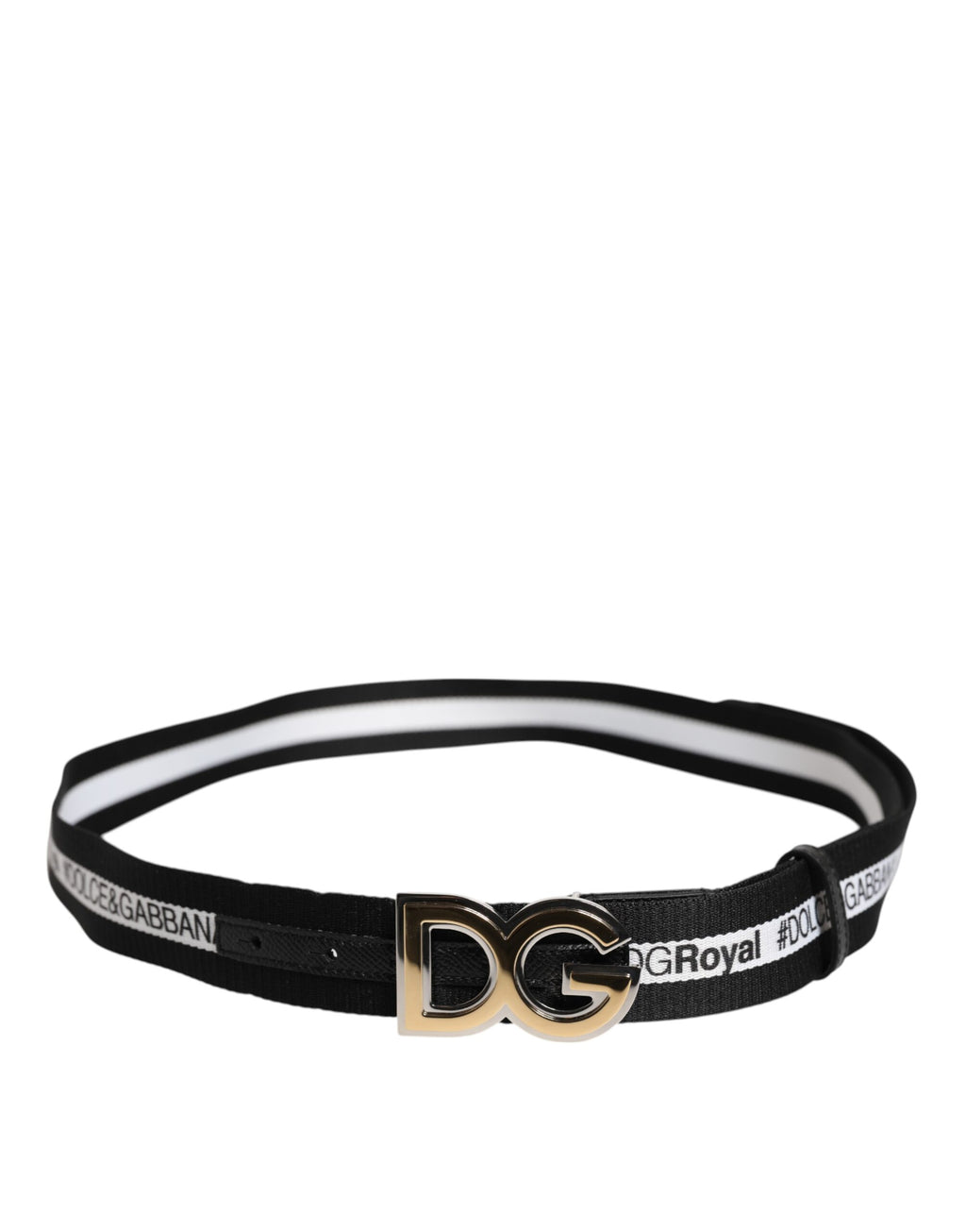 Black Cotton Metal DG Logo Gold Buckle Belt