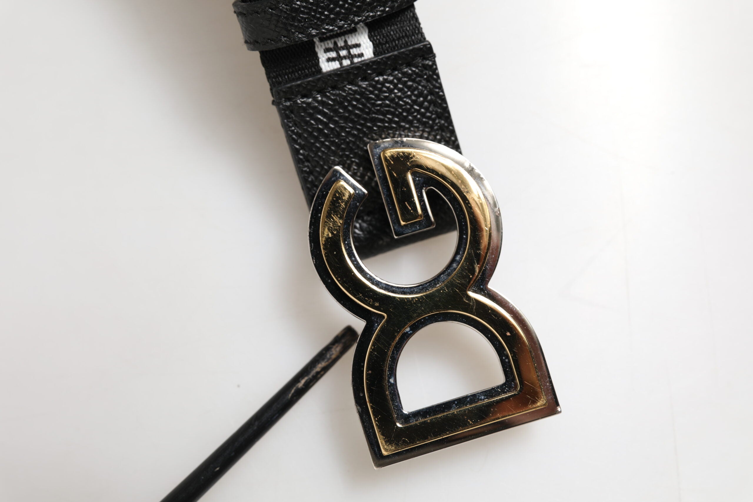 Black Cotton Gold Tone Metal DG Buckle Belt