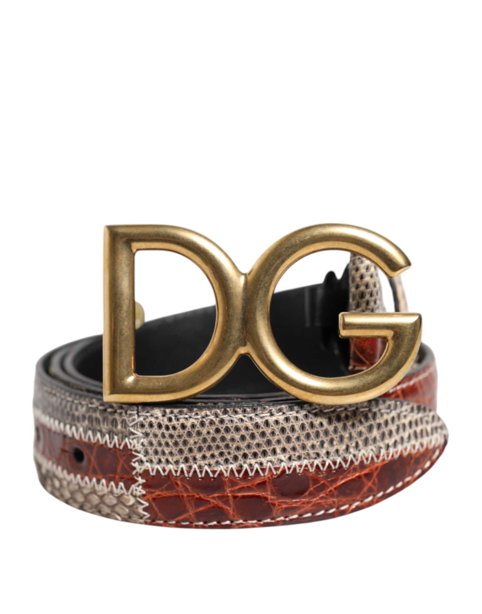 Multicolor Exotic Leather DG Logo Buckle Belt