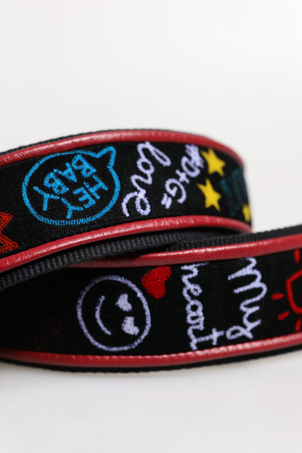 Black Cotton Printed Women Bag Accessory Shoulder Strap