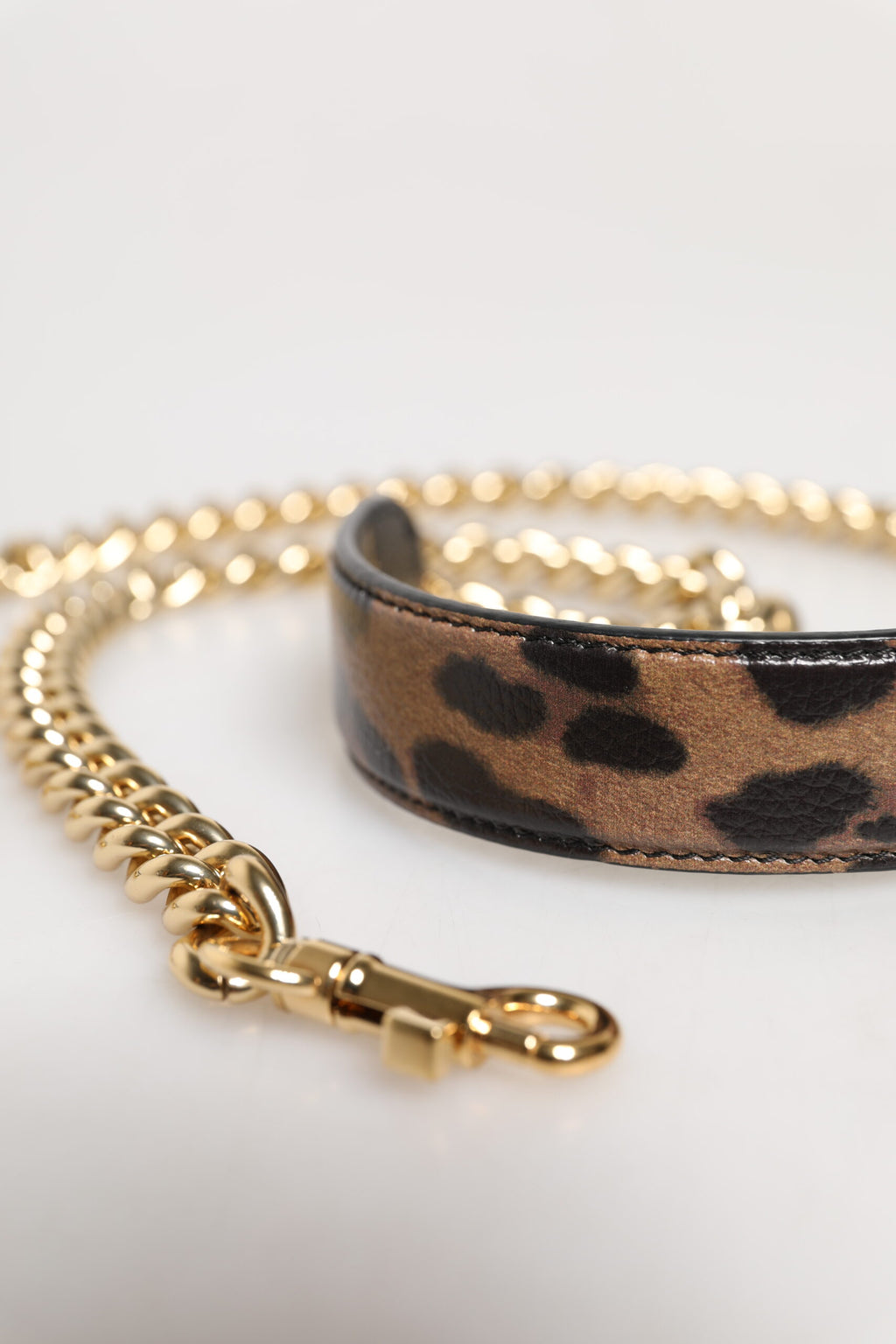 Brown Leopard Gold Brass Chain Accessory Shoulder Strap