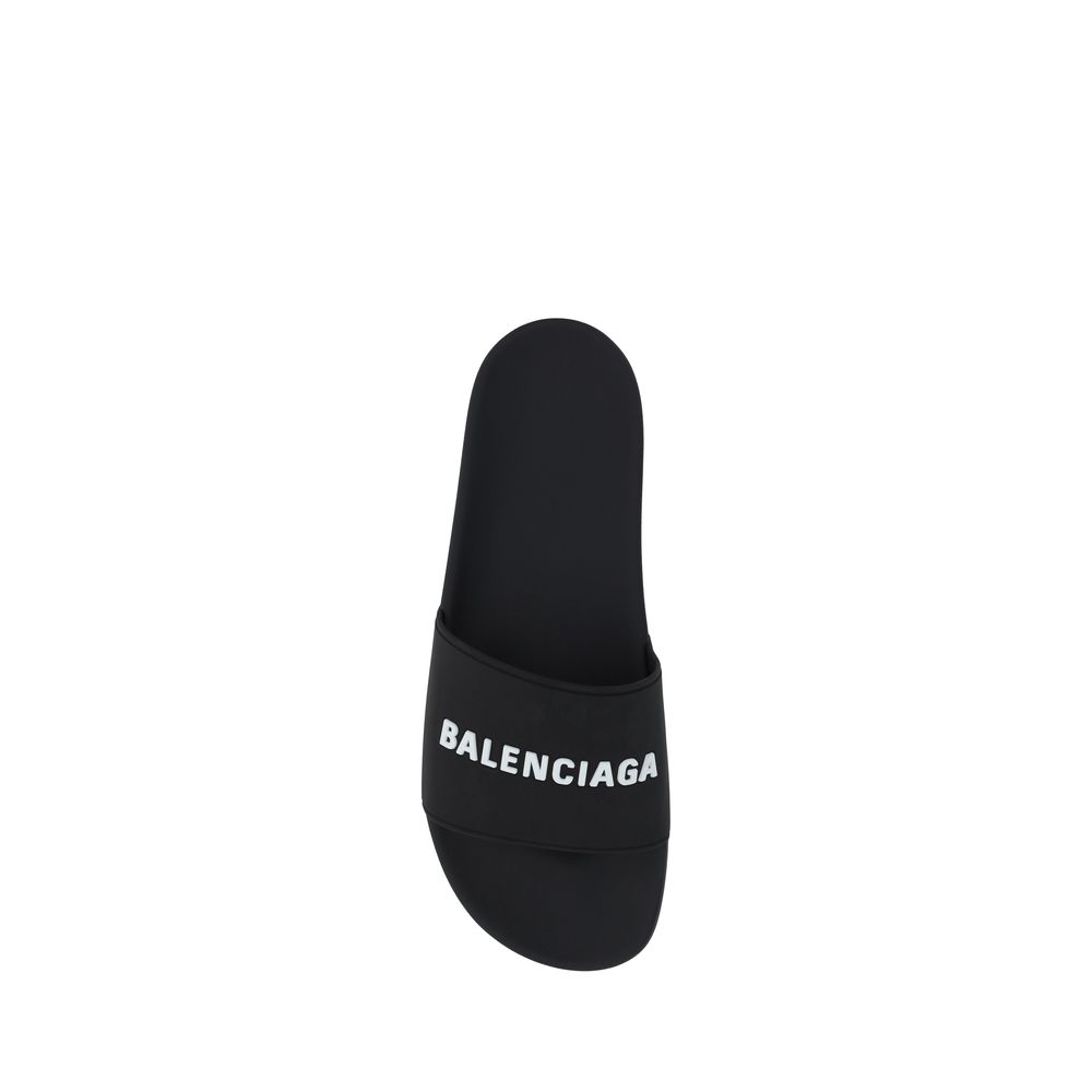 Balenciaga Black Rubber Flat Sandals