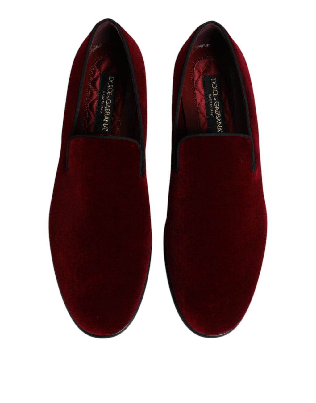 Red Cotton Velvet Slip On Loafers Formal Shoes