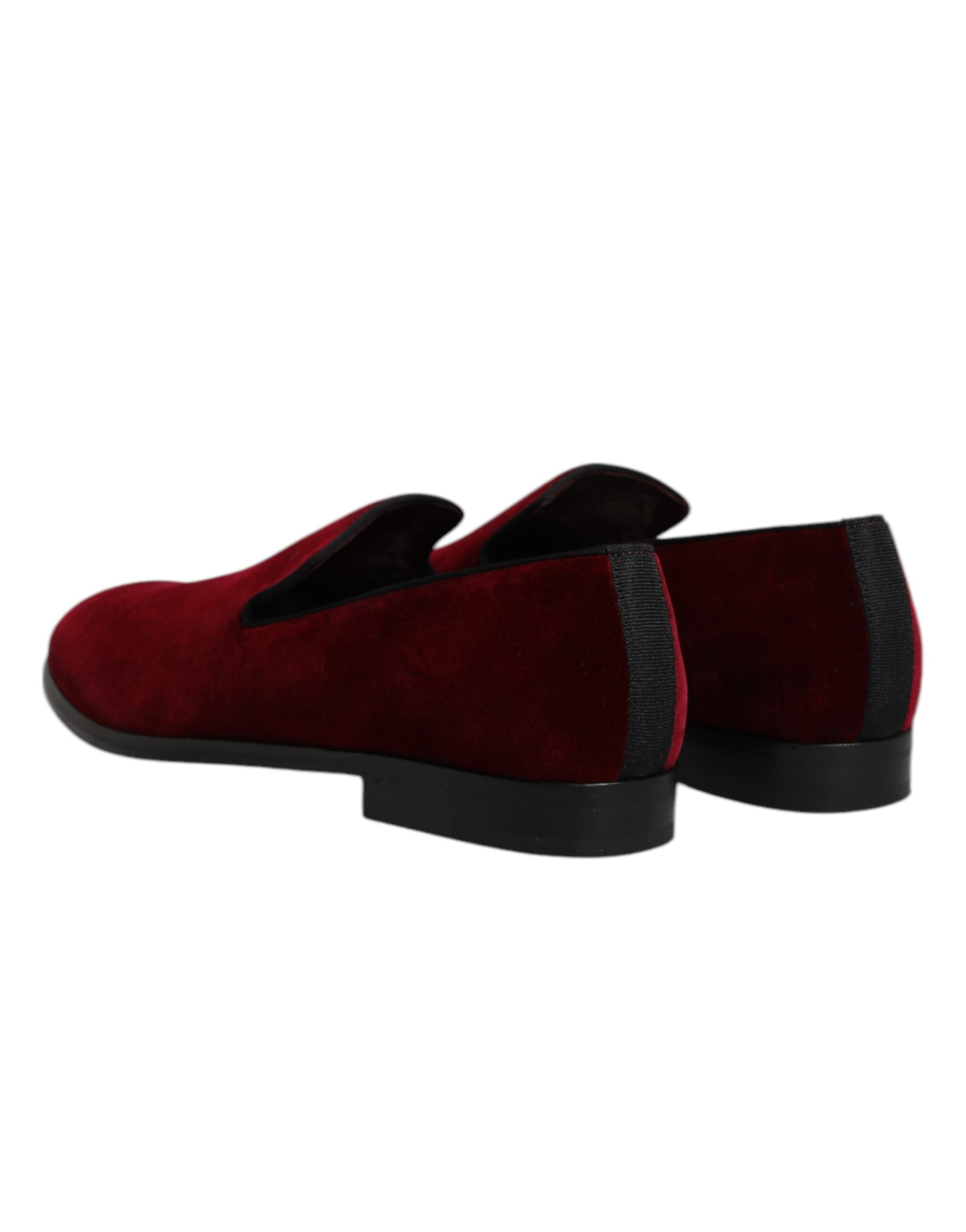 Red Cotton Velvet Slip On Loafers Formal Shoes