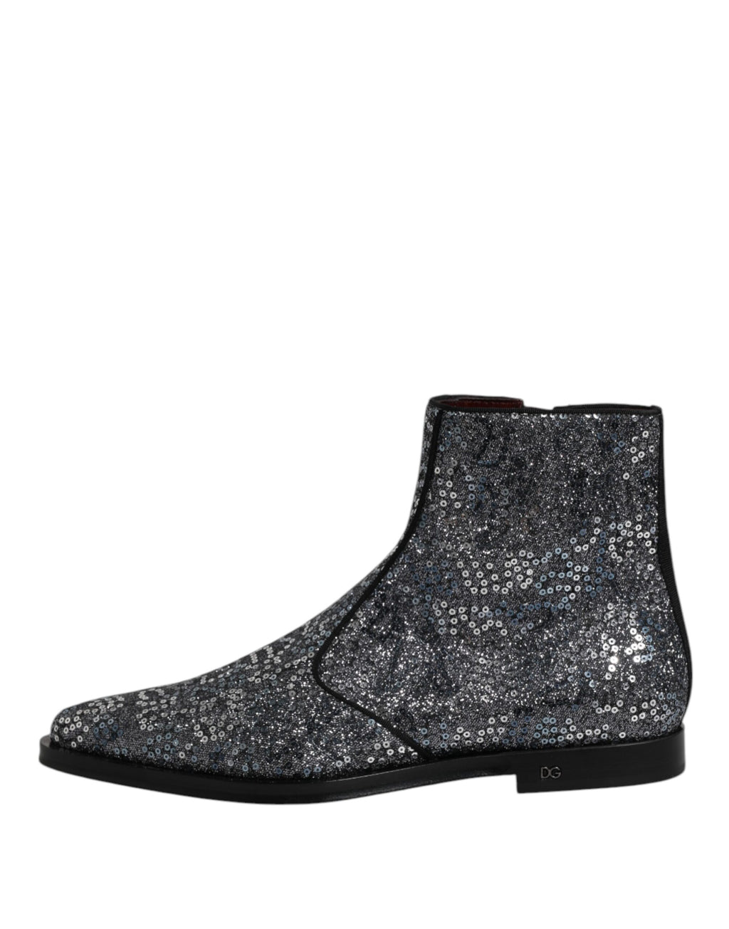 Dark Gray Cotton Sequined Chelsea Boots Shoes
