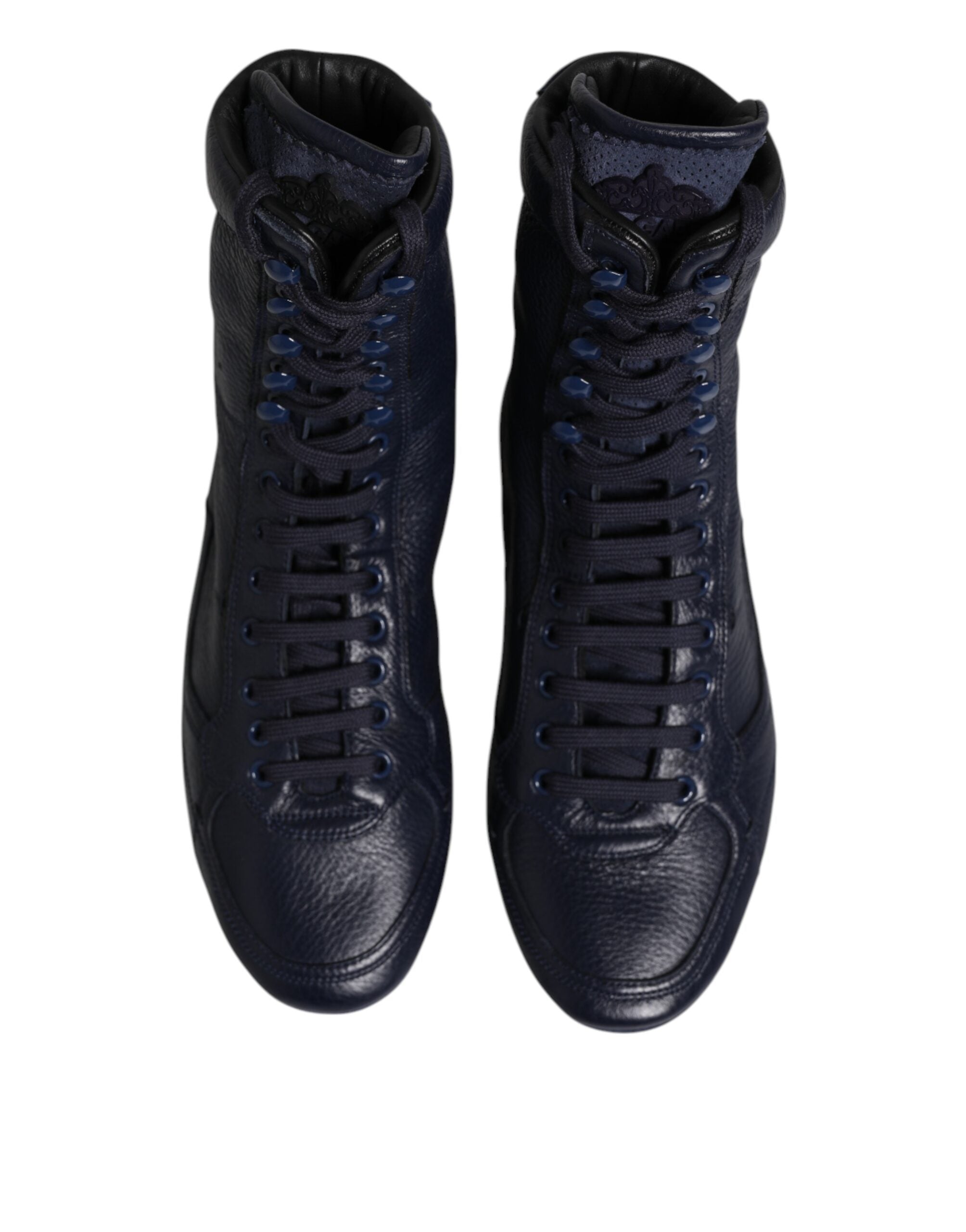 Dark Blue Leather KING High Top Sneakers Shoes