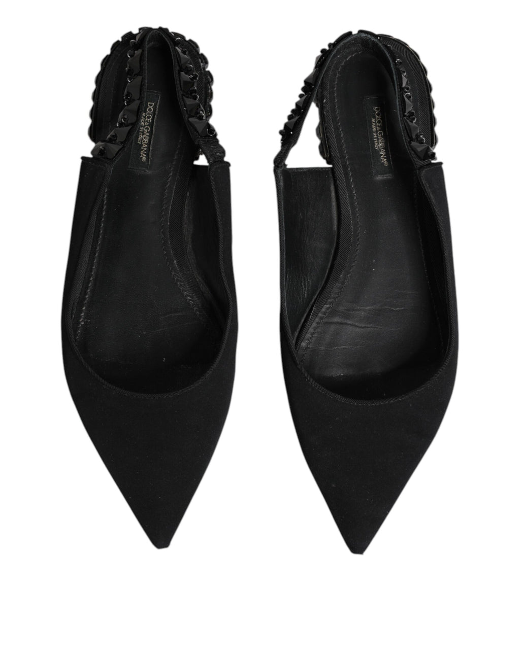 Black Crystal Charmeuse Slingback Shoes