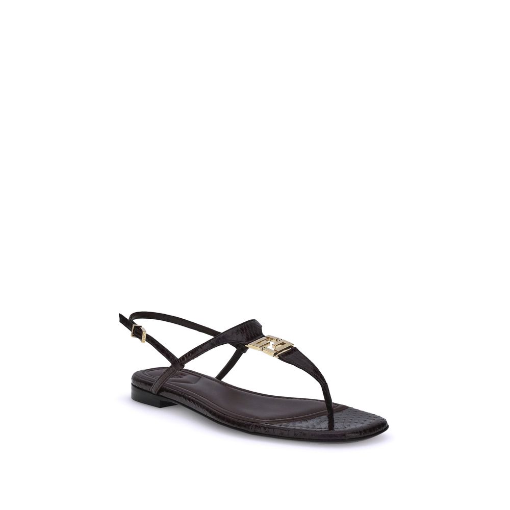 Fendi Purple Calf Leather Bos Taurus Flat Sandals
