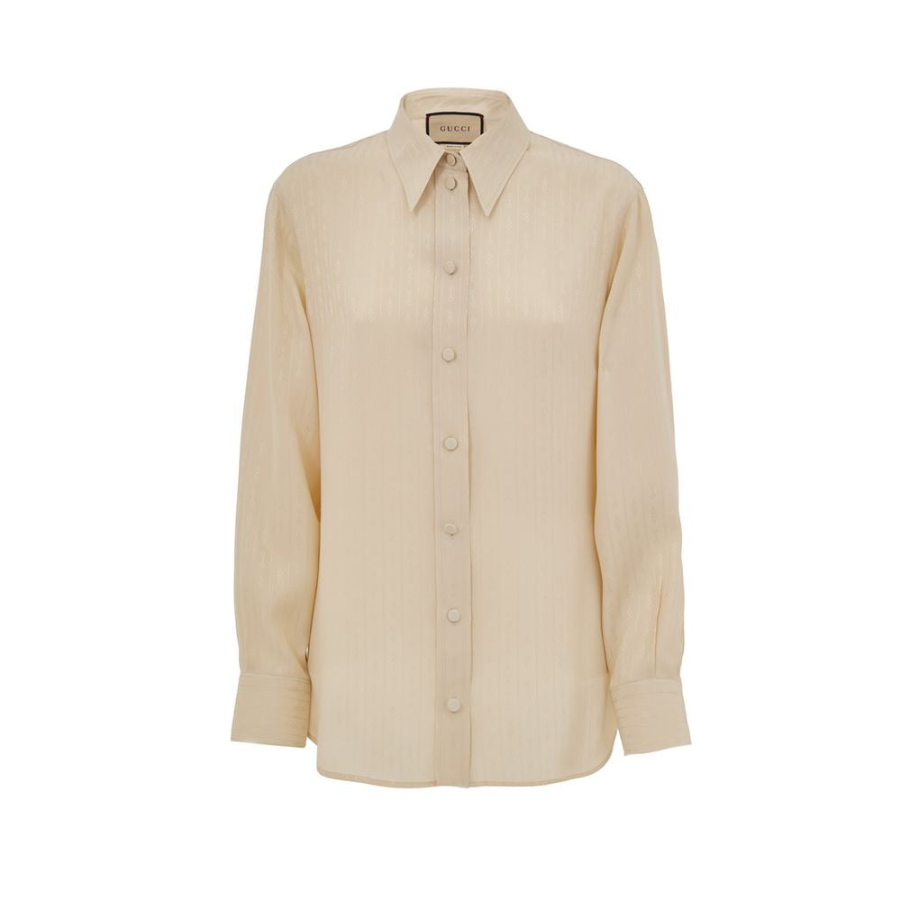 Beige Silk Pattern Shirt